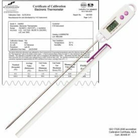 BEL-ART H-B DURAC Calibrated Electronic Stainless Steel Stem Thermometer -50/300C -58/572F 197mm Probe 609001900